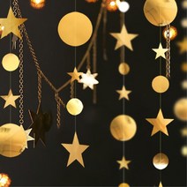 천장장식 달 별 파티 세로 가랜드 돌잔치배너 생일포토존 셀프촬영 종이끈, 실버
