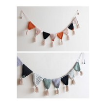 겨울 파티 방문 벽장식 삼각형 가랜드 군교회 유치원 인테리어 DIY 책상 도서관 매장 트리꾸미기, 블루