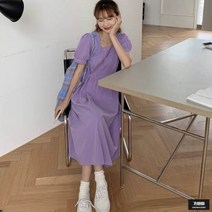 가바바 여성 원피스 일자주름 사각넥 반팔 롱원피스 G48964