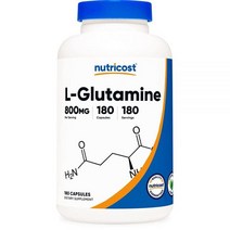 Nutricost 뉴트리코스트 L-글루타민 800mg 180캡슐 - 글루텐 프리 GMO 프리