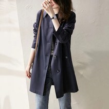 가을 캐주얼 여성 트렌치 코트 솔리드 컬러 싱글 브레스트 클래식 윈드