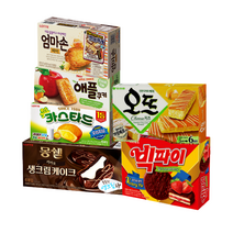 몽쉘 카카오+오뜨 치즈+카스타드+빅파이+애플파이+엄마손파이, 안녕골목마켓 인기과자선물세트18번