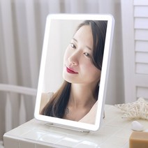 다이소 올리브영 LED 조명 메이크업 화장 공주 탁상 사각 거울 건전지타입, 화이트