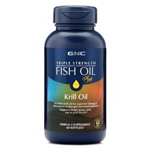GNC 피쉬오일 플러스 크릴오일 오메가3 60정 에이코사펜타엔산 도코사헥사에노익산, 1개, 기본