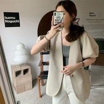 아임미엘 크릴 원버튼 반팔 자켓