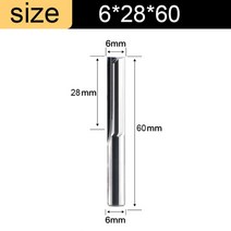 Vsharp 3.175 4 6 8 10mm Shank 2 플루트 스트레이트 엔드 밀 텅스텐 카바이드 CNC 밀링 커터 하드 우드 MDF 조각 라우터 비트, [25] 6x28x60, [03] 10pcs