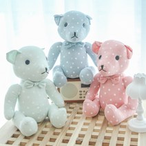 귀여운 봉제인형 고곰 애착인형 세트 면100% 블루 핑크 그린 어린이 선물, 블루베어