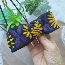 머리숱 많은 큰핀 수입원단 해바라기 자수플라워리본핀 헤어 대핀