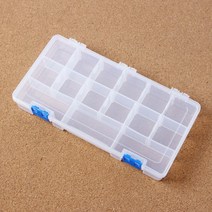 소품정리 반투명 똑딱 수납케이스 15칸 피어싱 자개함 반지재료 스티커통 비즈보관함