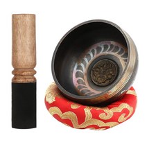 티베트 노래 그릇 세트 신제품 듀얼 엔드 스트라이커 & 쿠션 네팔 수공예 요가 영적 치유 심장 피스, 딥 블루