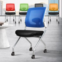 메쉬 요추받침 4바퀴 의자 사무실 회의실 공시생 관공서 목받침 회의용, a3 바퀴의자 블루