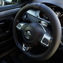 SCAVO 레더초이스 프리미엄 나파 컬러 10종 천연가죽 전차종 BMW 벤츠 아우디 수입차 아이오닉 EV6 전기차 아반떼 소나타 카니발 제네시스 차량용 타공 자동차 핸들커버, D컷, 1 블랙, 매트 블랙