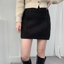 포디룩 [H라인핏] 꽈배기 니트 밴딩 미니스커트