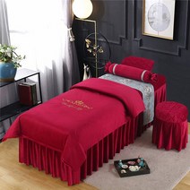 슈퍼싱글침대커버세트 유럽식 자수 크리스탈벨벳 미용샵침대 커버4개세트 안마 침대스커트 겨울 산호융