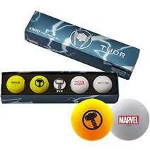 Volvik X Marvel Heroes 반반공 컬러볼 골프공4피스 Vivid XT 4 골프공 + 볼마크 Limited Edition, 토르