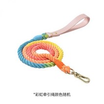 강아지 리드줄 목줄 무지개 산책줄 애견 개 아이템 반려견, 가죽핸들/레인보우