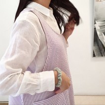 방가지똥 앞치마 단추없는 퍼플스트라이프 리플 지지미 앞치마