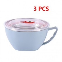 식기 그릇 짬짜면그릇 냉면그릇 뚜껑 손잡이가 있는 국수 600ml 스테인레스 스틸 플라스틱 누출 방지 식품 용기 쌀 수프 주방 가제트, 04 3 pcs