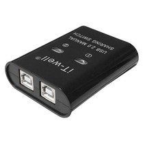 2In1 출력 USB 프린터 허브 수동 장거리 2 포트 홈 오피스 소형 전자 버튼 플러그 앤 플레이 분배기 변환기, Black