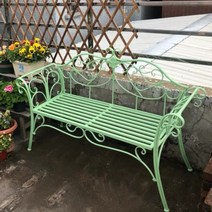 야외 철제 벤치 포토존 의자 엔틱 2인용 발코니 정원 테라스 마당 베란다 카페, 주황