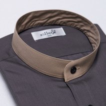 쏠루체)2041 긴팔 차이나와이셔츠 배색카라 선물 단체용 국내산