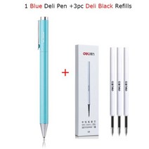 샤오미-델리 메탈 젤 펜 롤러볼 볼펜 0.5MM, with 3Black Refill_6, 1개