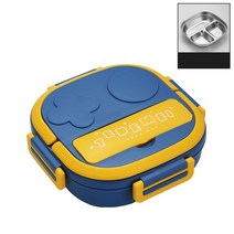 (Small) 스테인리스 학생 보온도시락 밀폐성 좋은 런치박스+스푼 JJN-6122, 청색, 3 칸