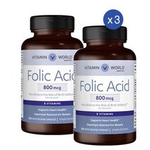 비타민 월드 엽산 800mcg 250정 2개 Vitamin World Folic Acid, 3세트
