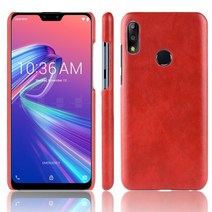 Litchi PU 가죽 하드 PC 뒷면 커버 ASUS ZenFone Max Pro M1 M2 ZB632KL ZB633KL ZB630KL ZB631KL ZB602KL ZB601KL, [06] Max Pro M2 ZB630KL, [04] 빨간