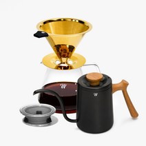 웨어드 핸드드립세트 티타늄 커피 드리퍼 스텐 필터 로브패키지01 드립포트 화이트, 로브패키지01세트 (하이브 팬텀골드), 드립포트 (블랙)