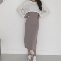 [바보사랑] 여성 여자 데일리 투피스 끈나시원피스 니트 세트
