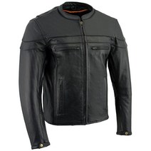 Milwaukee Leather LKM1725 남성용 블랙 스포티 크로스오버 스쿠터 가죽 재킷 - 라지, XX-Large