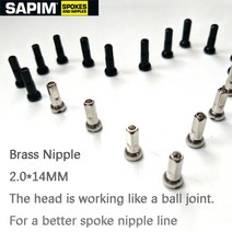 가벼운접이식자전거 가을라이딩을 위한 sapim polyax 스프레임 황동 젖꼭지 12도, 블랙 2.0x14mm 56개