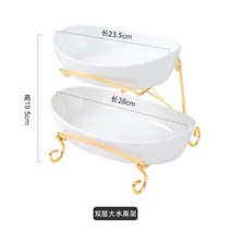 대용량 디저트 트레이 3단 접시 2층 3층 파티 케익 과일 스텐드 골드라인접시 과일 파티 여행용, H