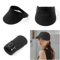 휴대용 썬캡 돌돌이 파피루스 블랙 밀짚선캡 여름창모자
