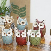 원목책상 장식품 컬러 부엉이 8type 예쁜소품 사무실 원룸공간 수호상징 기념일선물 주방소품 손님부르는, 소-그린