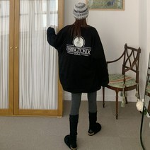 애플망고옷장 기모 여성 빅사이즈 WC 롱박스 맨투맨 겨울 큰 따뜻한 오버핏 박스 티셔츠 애플망고샵