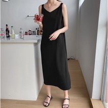 봄 원피스 뷔스띠에 가디건과함께 민소매 나시 여성 구김없는 블랙 롱원피스