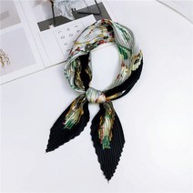 플리츠플리즈스카프 주름스카프 봄스카프 플리츠스카프우아한 인조 주름 스퀘어 스카프 반다나 가방 여성용