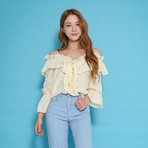 오프숄더 러플 블라우스(SX4LSE1)