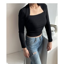 청순 골지 숄더 쿠키 긴팔티