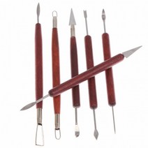 조각 점토 도예 조소 6종 스크래퍼 클레이 도구 찰흙칼 스컬피, 점토도구6종세트(브라운)