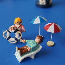 서핑샵 장식품 파라솔 썬베드 미니어쳐 카페 선반 실내인테리어 카운터 개업선물, 튜브 레드+블루