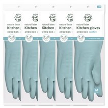 프로그 라텍스 컴포트 고무장갑 양손세트, 에쉬블루, 중형, 5세트