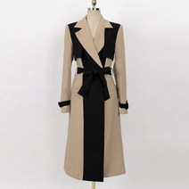 LANMREM-우아한 노치 칼라 레이디 윈드 브레이커 풀 소매 버튼 벨트 여성 롱 트렌치 코트 겨울 2W1922