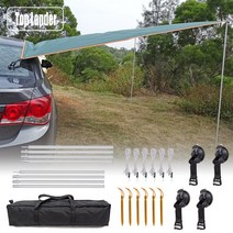헥사타프모기장 터널형 풀 옥타 라운지 타프 쉘터 3x3m car side awning with pole rope peg strong 흡입 컵 anchor 야외 캠핑 텐트 방수, 오프 화이트, 3x4m