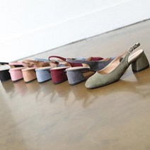 [바보사랑] 로나 스웨이드 미들힐 슬링백