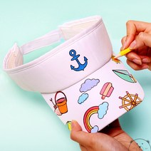 DIY 어린이 썬캡 모자 만들기 색칠 여름 햇빛 가리개 미술 재료 유치원 초등학교 체험, 썬캡(여름이야기)+스티커제공