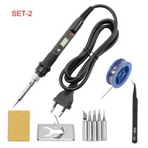 인두기 불도장 납땜 80W 전기 납땜 인두 온도 조절 가능 디지털 디스플레이 110V 220V 자동 수면 용접, 05 Black SET-2_01 220V EU Plug