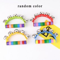 오르프아기 나무 장난감 스틱 0-24 개월 어린이 종 무지개 손 흔들어 벨 딸랑이 교육 악기, 01 Random color